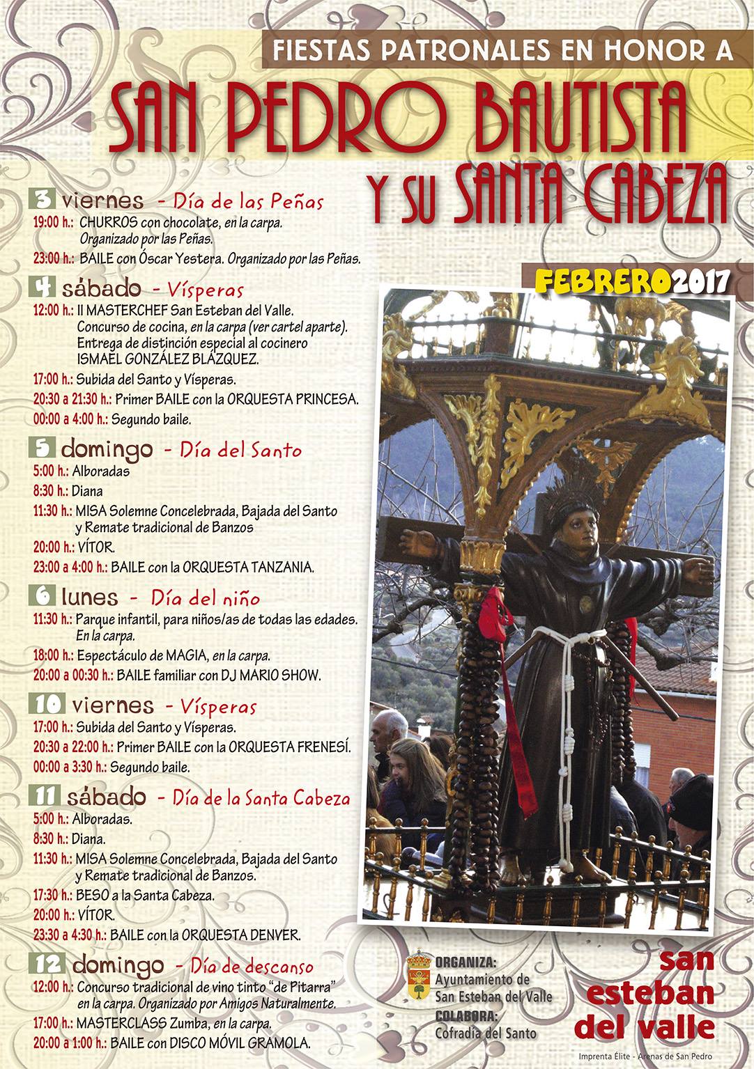 Fiestas patronales en honor a San Pedro Bautista (invierno) 2017 San Esteban del Valle